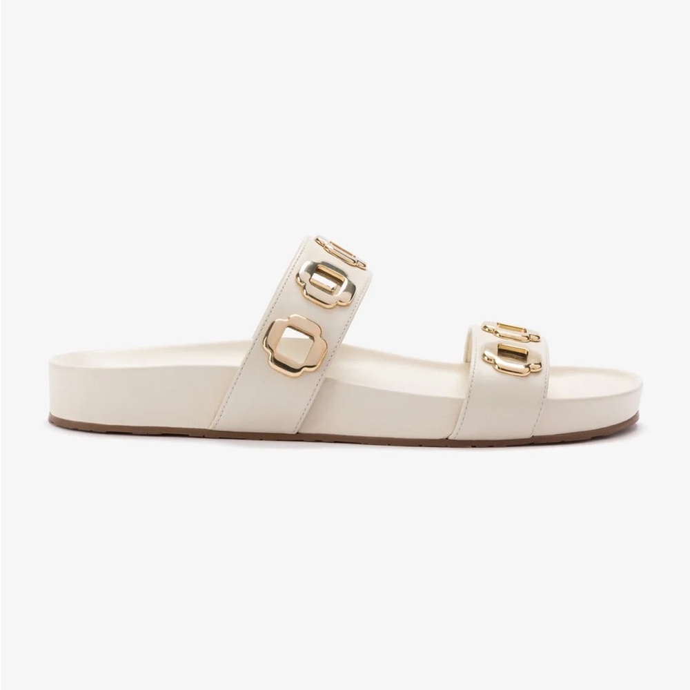 Larroudé Milan Slide In Ivory Leather 9.5 ivory leather